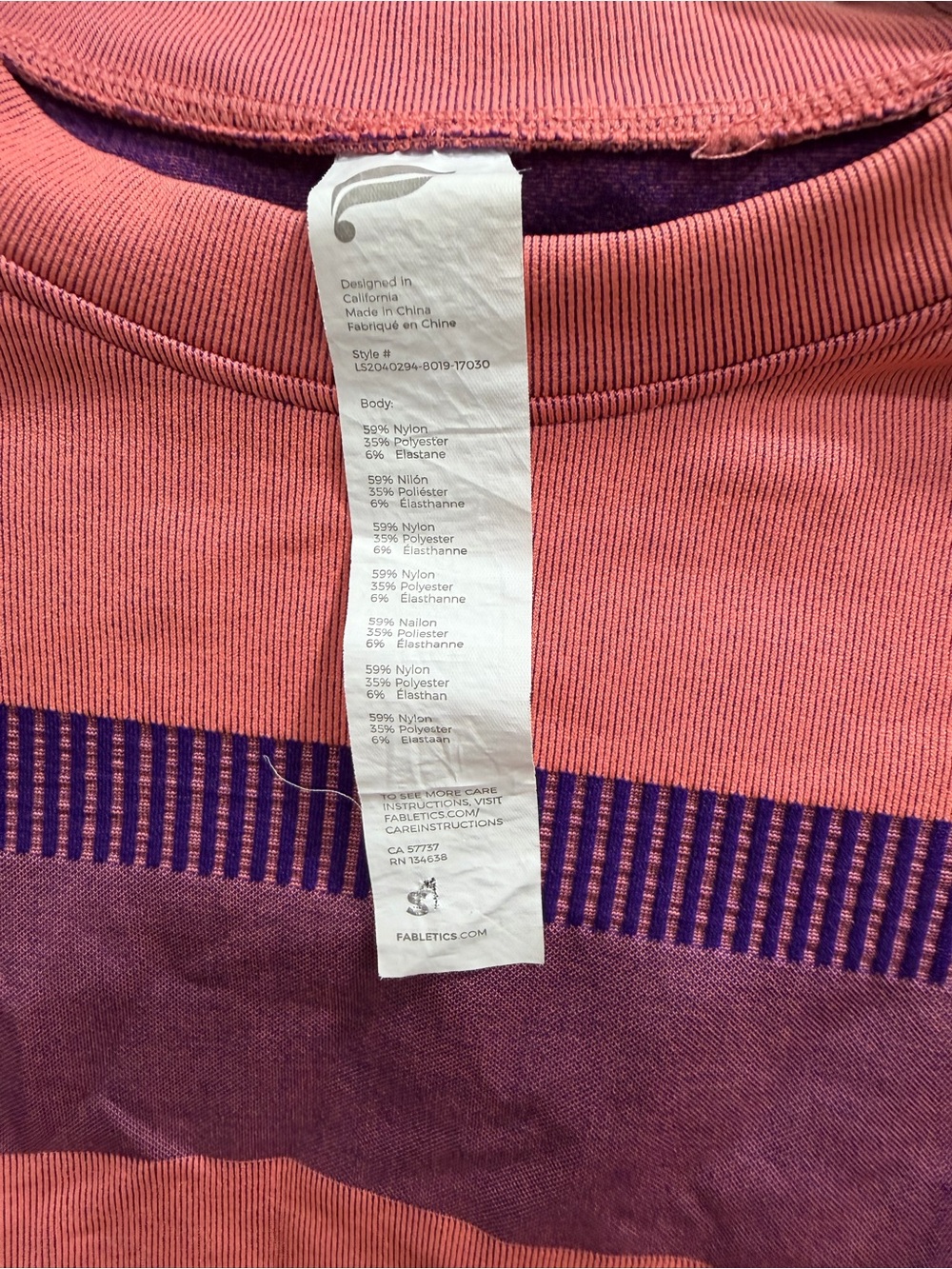 💚 5 for $20! Fabletics Cropped Pink & Purple Stripe Sweatshirt - small - Picture 5 of 8
